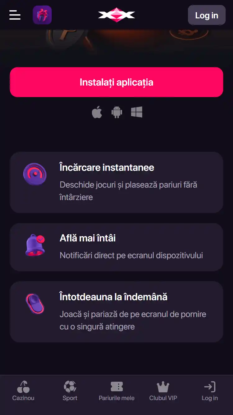 Pagina oficială CHEXX pentru instalarea PWA pe mobil și desktop